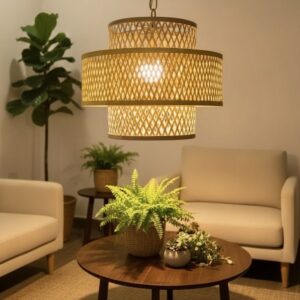 Double Ring Bamboo Hanging Light